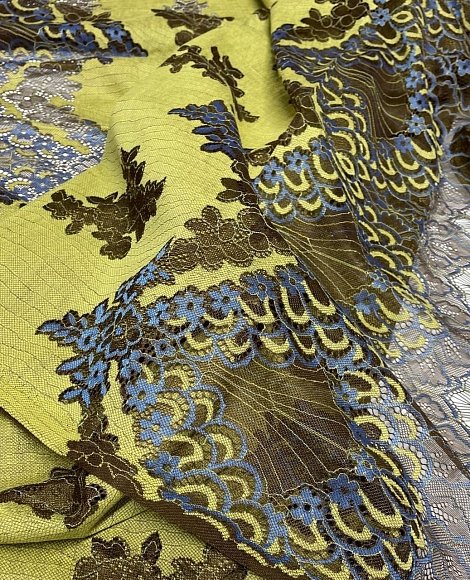 Кружево СКИДКА купон зелен\синий